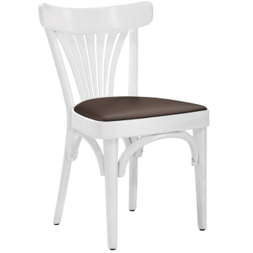 Cabris | Sedia in legno curvato | Legno / Pelle | Bianco / Marrone | Legno curvato