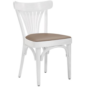 Cabris | Sedia in legno curvato | Legno / Pelle | Bianco / Talpa | Legno curvato