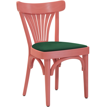 Cabris | Chaise en contreplaqué bendé | Bois / Velours | Rose / Vert | Bois bendé