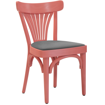 Cabris | Fauteuil en noyer bent | Bois / Velours | Rose / Gris | Noyer bent