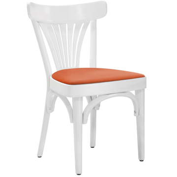 Cabris | Sedia in legno curvo | Legno / Velluto | Bianco / Arancione | Legno curvo