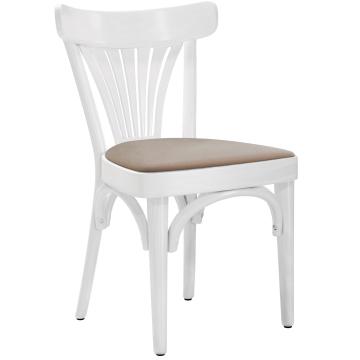Cabris | Sedia in legno curvato | Legno / Velluto | Bianco / Taupe | Legno curvato