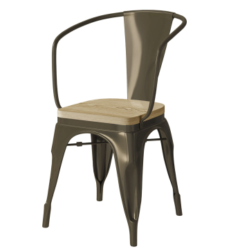 CALIFORNIA ARM | Chaise Tolix | Rouille Mat | Métal | + Assise en bois Chêne