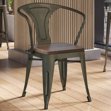 CALIFORNIA ARM-S | Silla Tolix | Óxido mate | Metal | +Asiento de madera