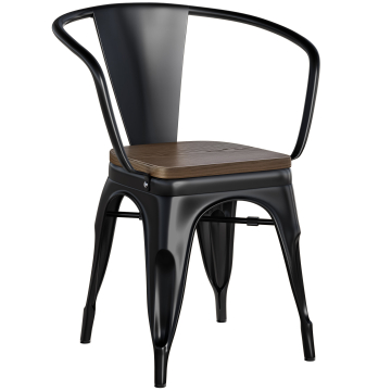 CALIFORNIA ARM | Sedia Tolix | Nero | Metallo | + Sedile in legno di noce