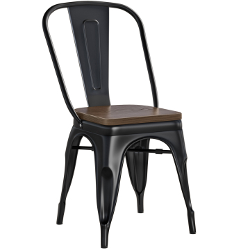 CALIFORNIA | Sedia Tolix | Nero | Metallo | + Sedile in legno noce