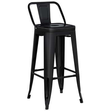 CALIFORNIA | Tabouret de bar Tolix | Noir mat | Métal | + dossier