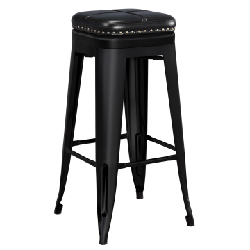 CALIFORNIA | Taburete de bar Tolix | Negro mate | + asiento de cuero negro