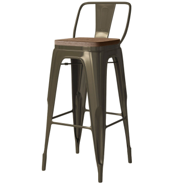 CALIFORNIA | Tolix bar stool | rust matt | metal | + backrest, wooden seat walnut