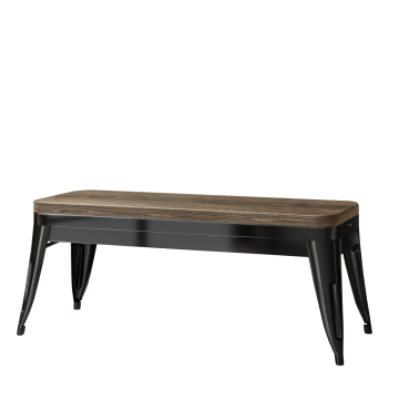 CALIFORNIA | Tolix Sitzbank | Schwarz | 115cm | Metall | + Holzsitz