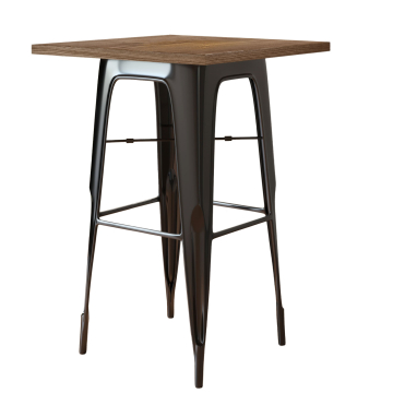 CALIFORNIA | Tolix Stil Stehtisch | B:T:H 60 x 60 x 106 cm | Wenge & Schwarz | Quadratisch