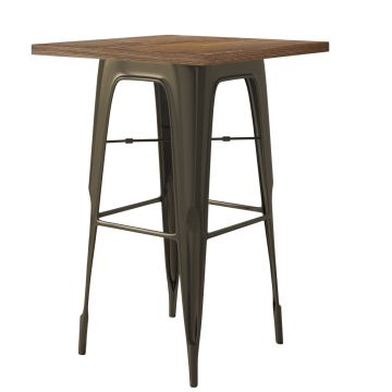 CALIFORNIA | Tolix Stil Stehtisch | B:T:H 70 x 70 x 106 cm | Wenge & Rost | Quadratisch