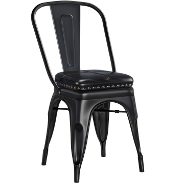 CALIFORNIA | Tolix Stol | Svart | + Lærsittepute Svart