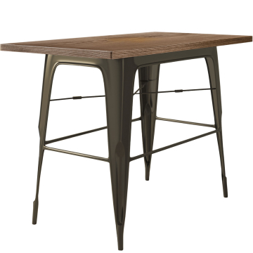 CALIFORNIA | Tolix Style Counter Table | W:H:D 120 x 70 x 106 cm | Wenge & Rust | Rectangular