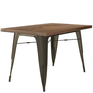 CALIFORNIA | Tolix style table | W:H:D 120 x 60 x 78 cm | Wenge & Rust | Rectangular