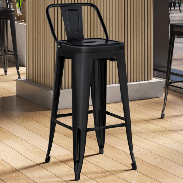 CALIFORNIA | Tolix Bar Stool | Black Matt | Metal | + backrest