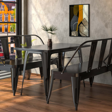 CALIFORNIA | Tolix Bænk + ryglæn | 115cm | Sort mat | Metal