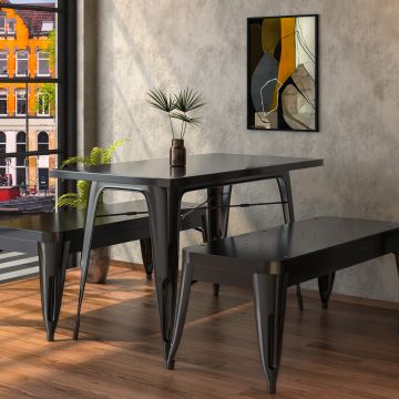 CALIFORNIA | Tolix Sitzbank | Schwarz Matt | 115cm | Metall