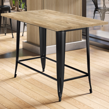 CALIFORNIA | Tolix Stil Tisch | B:T:H 120 x 70 x 78 cm | Eiche & Schwarz | Rechteckig