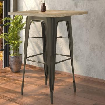 CALIFORNIA | Tolix Stil Stehtisch | B:T:H 70 x 70 x 106 cm | Eiche & Rost | Quadratisch