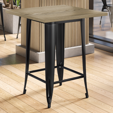 CALIFORNIA | Tolix Stil Stehtisch | B:T:H 70 x 70 x 106 cm | Eiche & Schwarz | Quadratisch