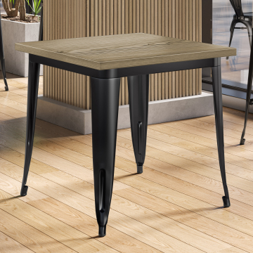CALIFORNIA | Tolix Stil Tisch | B:T:H 60 x 60 x 78 cm | Eiche & Schwarz | Quadratisch