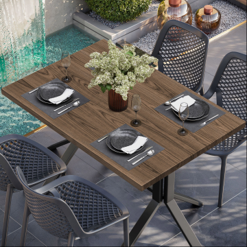 CALIFORNIA | Bistro Außen Tischplatte | Massiv | 120 x 70 x 2,5 cm | Walnuß