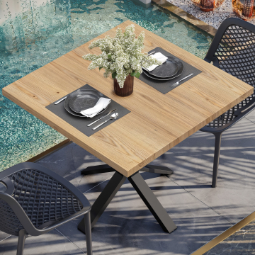 CALIFORNIA | Bistro Außen Tischplatte | Massiv | 70 x 70 x 3 cm | Eiche