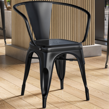 CALIFORNIA ARM | Tolix stoel | Zwart | Metaal