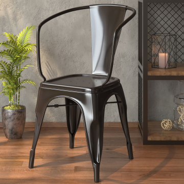 CALIFORNIA | Tolix bord + 4x armstol | 120x70cm | Svart