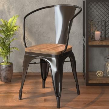 CALIFORNIA | Tolix bord + 4x armstol | 120x70cm | Wenge & Black