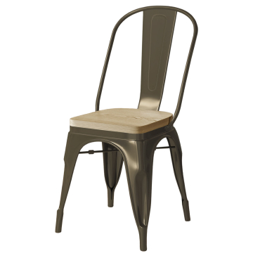CALIFORNIE | Siège Tolix | Rouille Mate | Métal | + Assise en bois chêne