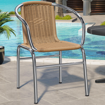 CAPRI | Bistro Rattanstuhl | Beige | Stapelbar