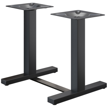 CATANIA | Bistro Doppel Tischgestell | Schwarz | Höhe: 72 cm | Säule: 8 x 8 cm | Fuß: L 58 cm | + Verbinder