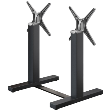 CATANIA | Bistro Doppel Tischgestell | Schwarz | Höhe: 72 cm | Säule: 8 x 8 cm | Fuß: L 58 cm | Klappbar | + Verbinder