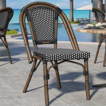 KRETA | Französischer Rattanstuhl | Schwarz & Weiß | Rattan/Bambus | Stapelbar