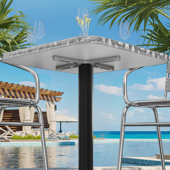 CB | Bistrobarbord i aluminium | 60 x 60 x 111 cm | rustfrit stål / sort | ekstra vægt CB | Bistrobarbord i aluminium | 60 x 60 x 111 cm | rustfrit stål / sort | ekstra vægt