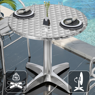 CB | Aluminium Bistro Tisch | Ø:H 60 x 78 cm | Rund | Klappbar + Zusatzgewicht