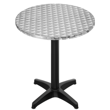 CB | Table haute Bistro en aluminium | Ø 60 x 111 cm | Inox / Noir | Pliable + poids supplémentaire