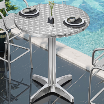 CB | Aluminium Bistro Stehtisch | Ø 60 x 111 cm | Rustfritt stål / Aluminium