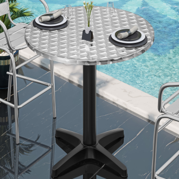 CB | Aluminium Bistro Stehtisch | Ø 60 x 111 cm | Rustfritt stål / Svart