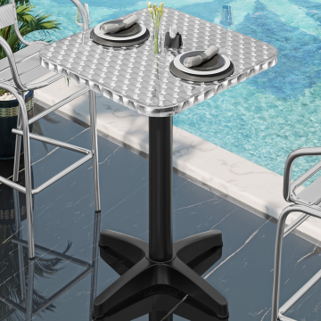 CB | Aluminiumsbistro Stehtbord | 60 x 60 x 111 cm | Rustfritt stål / Svart