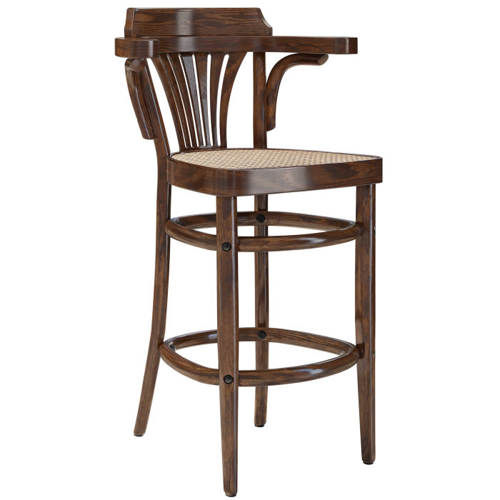 CHAUSEY | Bugholz Barhocker | Rattan Geflecht | Walnuß | Bugholz