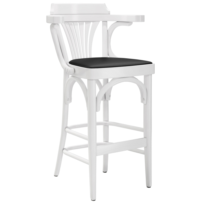 Chausey | Bent Wood Bar Stool | Wood / Leather | White | Bent Wood
