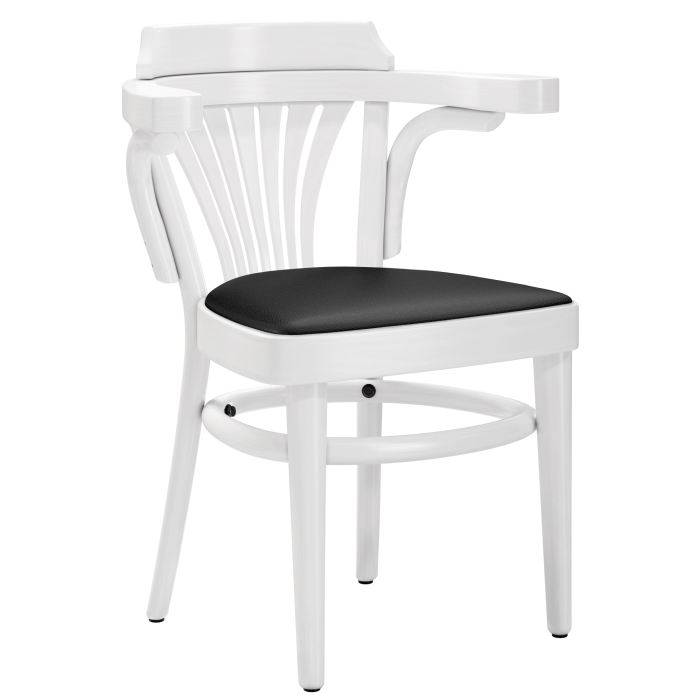 CHAUSEY | Silla de madera curvada | Madera / Cuero | Blanco | Madera curvada