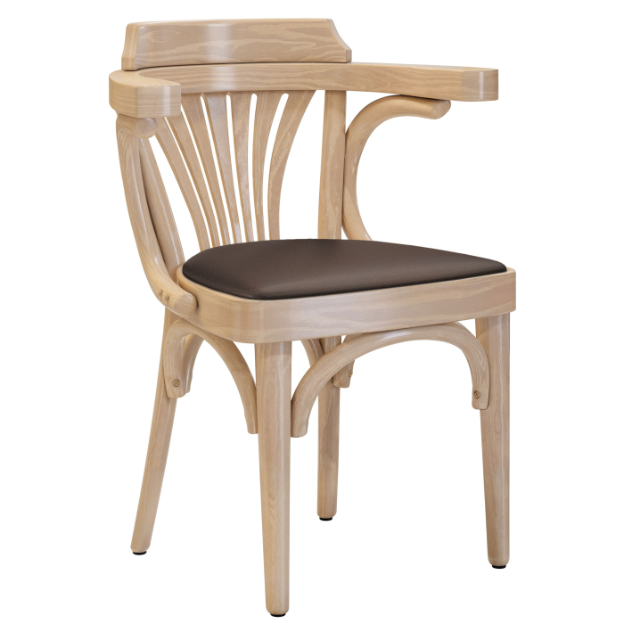 Chausey | Chaise en bois courbé | Bois / Cuir | Chêne / Marron | Bois courbé