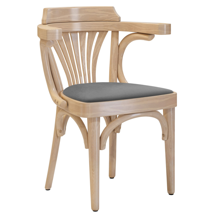 Chausey | Silla de madera curva | Madera / Terciopelo | Roble / Gris | Madera curva