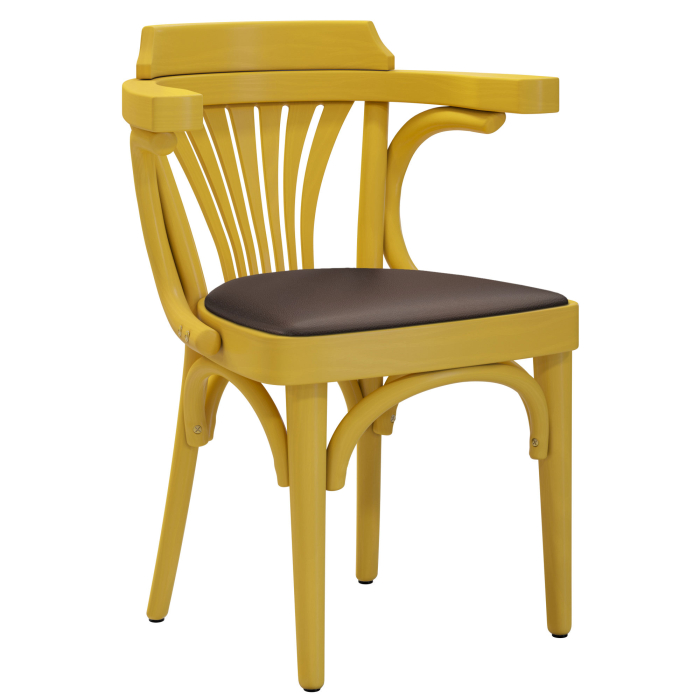 Chausey | Sedia in legno curvato | Legno / Pelle | Giallo / Marrone | Legno curvato