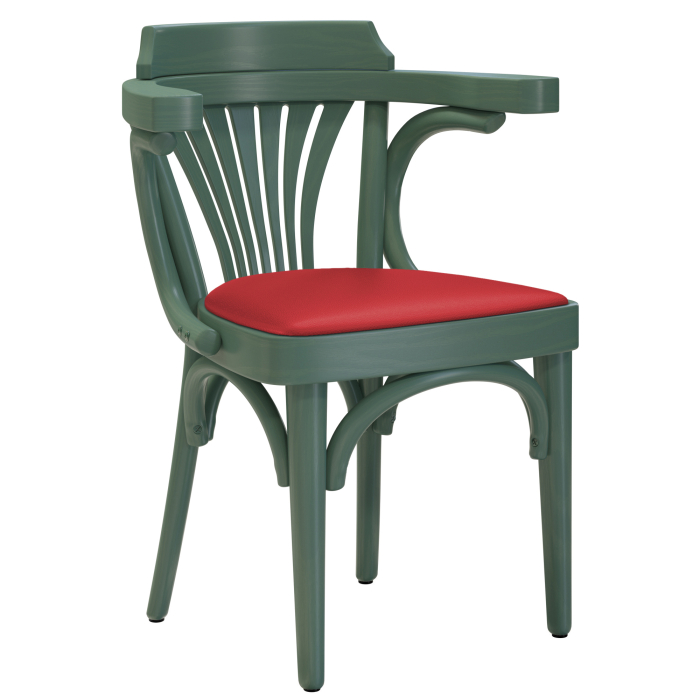 Chausey | Bentwood Chair | Wood / Leather | Green / Red | Bentwood