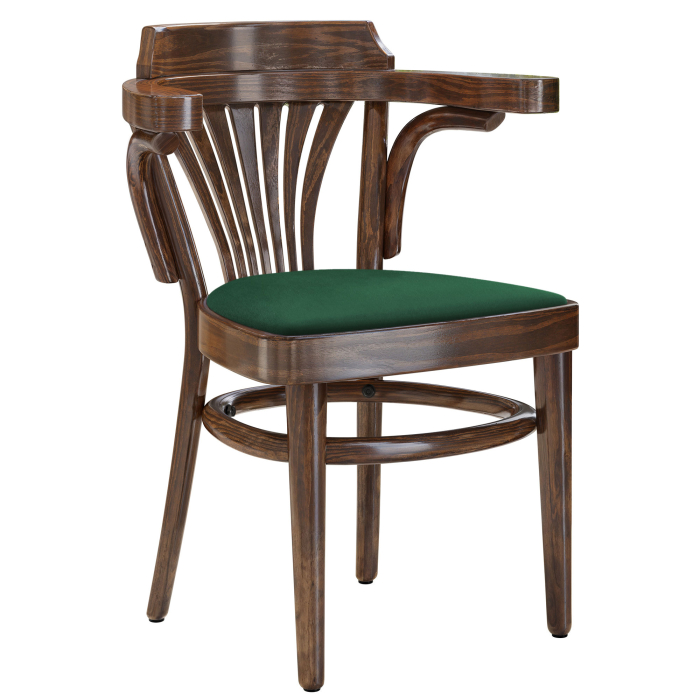 CHAUSEY | Sedia in legno curvato | Legno / velluto verde | Noce | Legno curvato